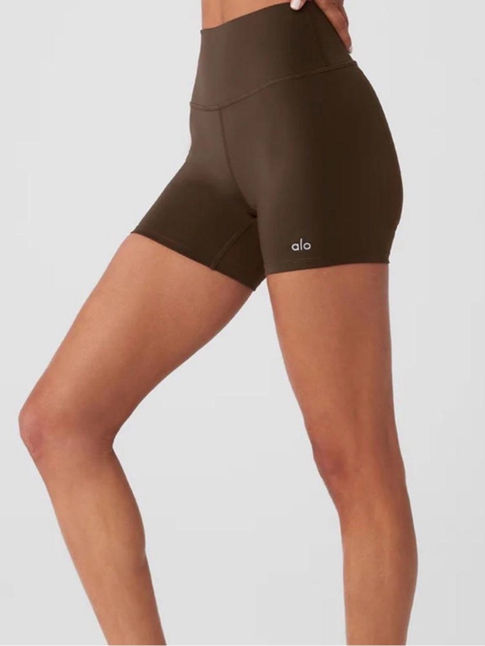 ALO Yoga High-Waist Bike Shorts — Dark Brown